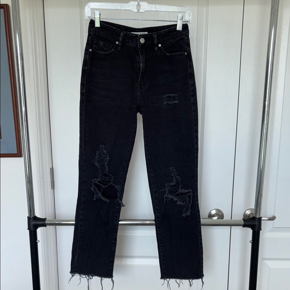 PacSun Black Distressed Straight Leg Jeans